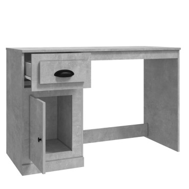 vidaXL Γραφείο με Συρτάρι Γκρι Σκυροδέματος 115x50x75cm Επεξ. Ξύλο 1 τεμ.