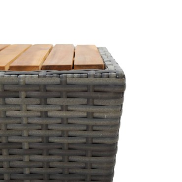 vidaXL Τραπέζι Βοηθητικό Γκρι 41,5x41,5x43cm Συνθ.Ρατάν/Ξύλο Ακακίας 1 τεμ.