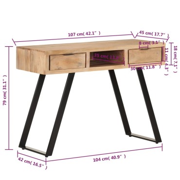vidaXL Γραφείο Live Edge 107x45x79cm από Μασίφ Ξύλο Ακακίας 1 τεμ.
