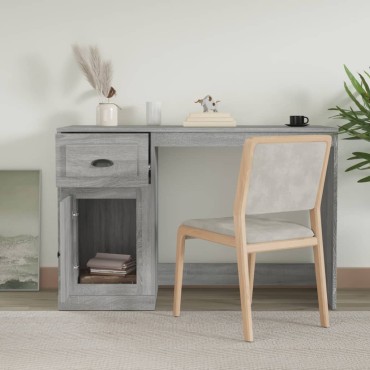 vidaXL Γραφείο με Συρτάρι Γκρι Sonoma 115x50x75cm Επεξεργασμένο Ξύλο 1 τεμ.
