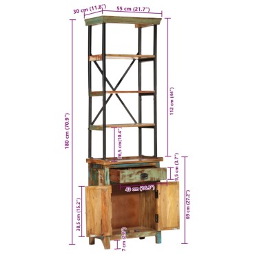 vidaXL Ντουλάπι Ψηλό 55x30x180cm από Μασίφ Ανακυκλωμένο Ξύλο 1 τεμ.