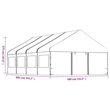 vidaXL Κιόσκι με Τέντα Λευκό 8,92 x 5,88 x 3,75 μ. από Πολυαιθυλένιο