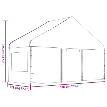 vidaXL Κιόσκι με Τέντα Λευκό 8,92 x 5,88 x 3,75 μ. από Πολυαιθυλένιο
