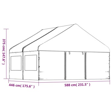 vidaXL Κιόσκι με Τέντα Λευκό 4,46 x 5,88 x 3,75 μ. από Πολυαιθυλένιο
