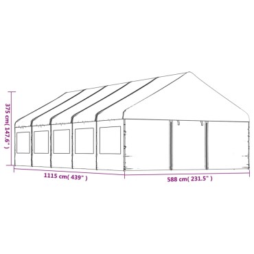 vidaXL Κιόσκι με Τέντα Λευκό 11,15 x 5,88 x 3,75 μ. από Πολυαιθυλένιο
