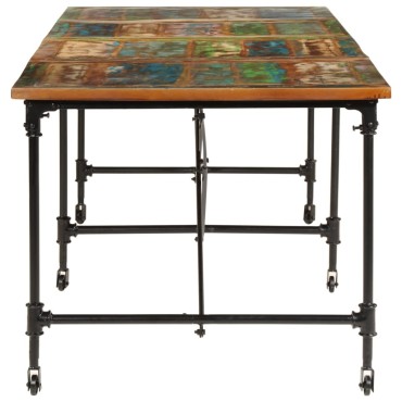 vidaXL Τραπεζαρία 220x90x77cm από Μασίφ Ανακυκλωμένο Ξύλο 1 τεμ.