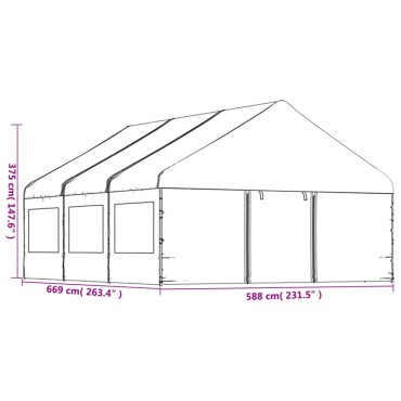 vidaXL Κιόσκι με Τέντα Λευκό 6,69 x 5,88 x 3,75 μ. από Πολυαιθυλένιο