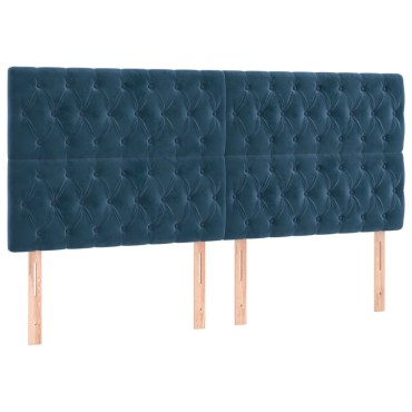 vidaXL Κρεβάτι Boxspring με Στρώμα Σκούρο Μπλε 180x200 εκ. Βελούδινο