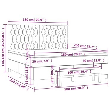 vidaXL Κρεβάτι Boxspring με Στρώμα Σκούρο Μπλε 180x200 εκ. Βελούδινο