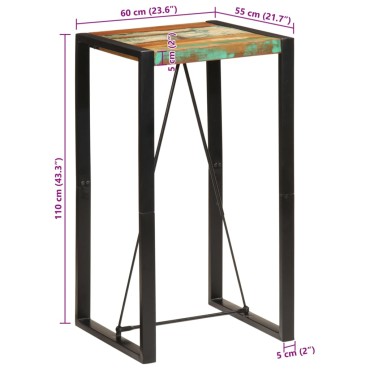 vidaXL Τραπέζι Μπαρ 60x55x110cm από Μασίφ Ανακυκλωμένο Ξύλο 1 τεμ.