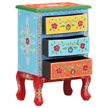 vidaXL Κομοδίνο με Χειροπ. Λεπτομέρειες 40x30x60cm Μασίφ Ξύλο Μάνγκο 1 τεμ.