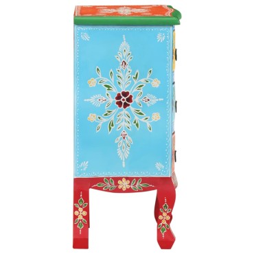 vidaXL Κομοδίνο με Χειροπ. Λεπτομέρειες 40x30x60cm Μασίφ Ξύλο Μάνγκο 1 τεμ.