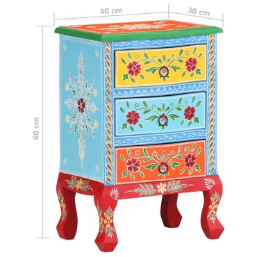 vidaXL Κομοδίνο με Χειροπ. Λεπτομέρειες 40x30x60cm Μασίφ Ξύλο Μάνγκο 1 τεμ.