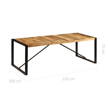 vidaXL Τραπεζαρία 220x100x75cm από Μασίφ Ξύλο Μάνγκο 1 τεμ.
