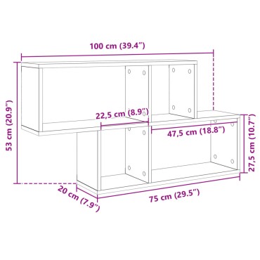 vidaXL Ράφι Τοίχου Sonoma Δρυς 100x20x53cm από Επεξεργασμένο Ξύλο 1 τεμ.