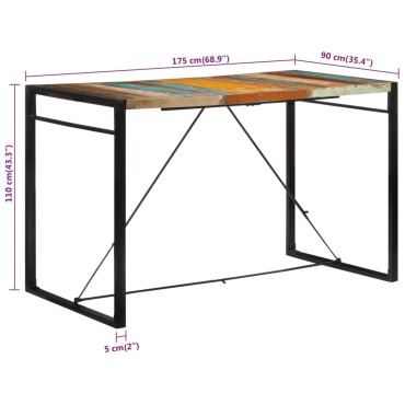 vidaXL Τραπέζι Μπαρ 175x90x110cm από Μασίφ Ανακυκλωμένο Ξύλο 1 τεμ.