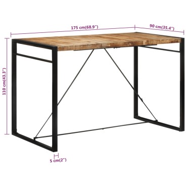 vidaXL Τραπέζι Μπαρ 175x90x110cm από Ακατέργαστο Μασίφ Ξύλο Μάνγκο 1 τεμ.