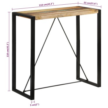 vidaXL Τραπέζι Μπαρ 110x55x110cm από Μασίφ Ανακυκλωμένο Ξύλο 1 τεμ.