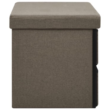 vidaXL Πτυσσόμενος Πάγκος Αποθήκευσης Καφέ 76x38x38cm Συνθετικό Λινό 1 τεμ.