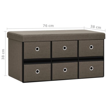 vidaXL Πτυσσόμενος Πάγκος Αποθήκευσης Καφέ 76x38x38cm Συνθετικό Λινό 1 τεμ.