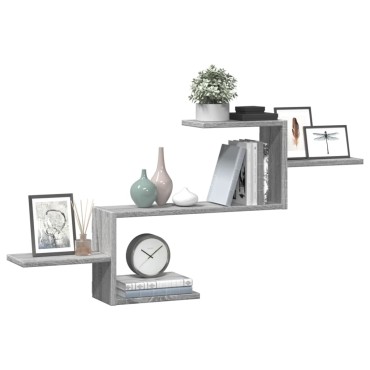 vidaXL Ραφιέρα Τοίχου Γκρι Sonoma 104x15x49cm Επεξεργασμένο Ξύλο 1 τεμ.