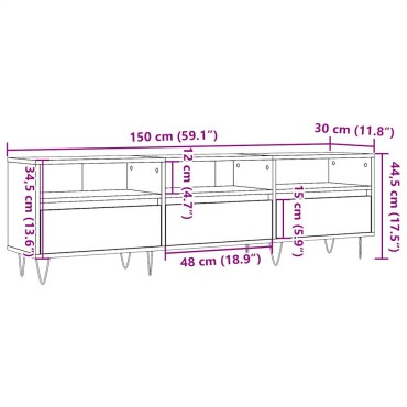 vidaXL Έπιπλο Τηλεόρασης τεχνίτης Δρυς 150x30x44,5cm