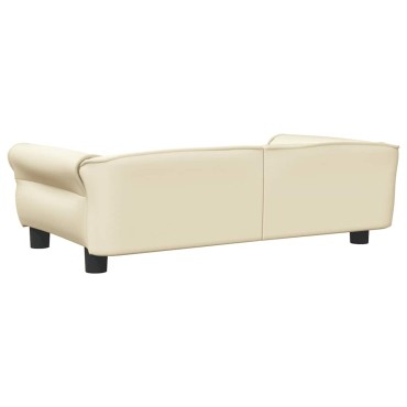 vidaXL Κρεβάτι Σκύλου Κρεμ 95 x 55 x 30 εκ. από Συνθετικό Δέρμα