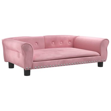 vidaXL Κρεβάτι Σκύλου Ροζ 95 x 55 x 30 εκ. Βελούδινο
