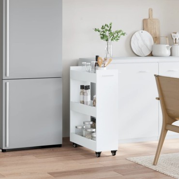 vidaXL Έπιπλο με Ρόδες Λευκό 60x22x79cm από Επεξεργασμένο Ξύλο 1 τεμ.