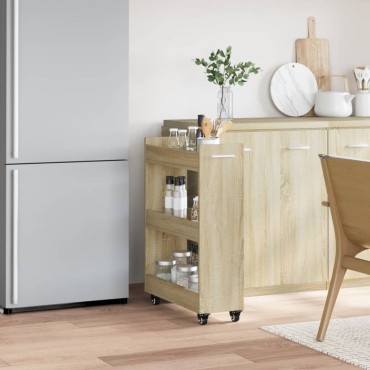 vidaXL Έπιπλο με Ρόδες Sonoma Δρυς 60x22x79cm από Επεξεργασμένο Ξύλο 1 τεμ.