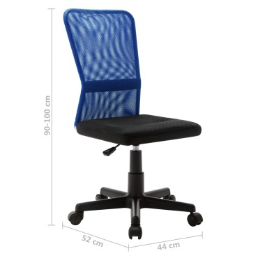 vidaXL Καρέκλα Γραφείου Μαύρη / Μπλε 44x52x100cm Διχτυωτό Ύφασμα 1 τεμ.