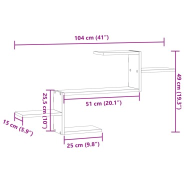 vidaXL Ραφιέρα Τοίχου Καπνιστή Δρυς 104x15x49cm Επεξεργασμένο Ξύλο 1 τεμ.