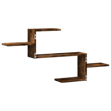 vidaXL Ραφιέρα Τοίχου Καπνιστή Δρυς 104x15x49cm Επεξεργασμένο Ξύλο 1 τεμ.