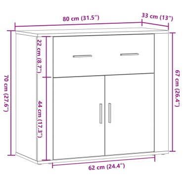 vidaXL Συρταριέρα Όψη Παλαιού Ξύλου 80x33x70cm Επεξεργασμένο Ξύλο 1 τεμ.