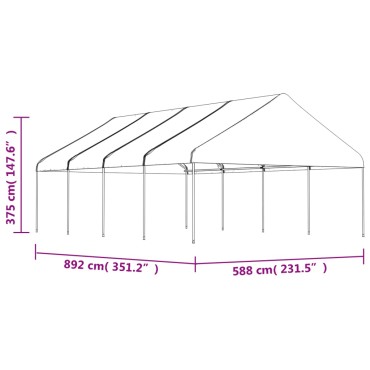 vidaXL Κιόσκι με Τέντα Λευκό 8,92 x 5,88 x 3,75 μ. από Πολυαιθυλένιο