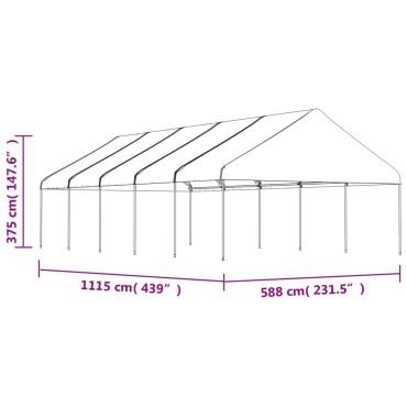 vidaXL Κιόσκι με Τέντα Λευκό 11,15 x 5,88 x 3,75 μ. από Πολυαιθυλένιο