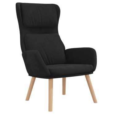 vidaXL Πολυθρόνα Relax Μαύρη Βελούδινη με Σκαμπό 70x77x98cm 1 τεμ.