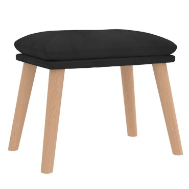 vidaXL Πολυθρόνα Relax Μαύρη Βελούδινη με Σκαμπό 70x77x98cm 1 τεμ.