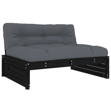 vidaXL Καναπές Μεσαίος Μαύρος 120x80cm από Μασίφ Ξύλο Πεύκου