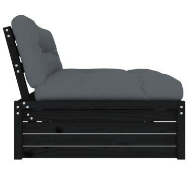 vidaXL Καναπές Μεσαίος Μαύρος 120x80cm από Μασίφ Ξύλο Πεύκου
