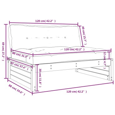 vidaXL Καναπές Μεσαίος Μαύρος 120x80cm από Μασίφ Ξύλο Πεύκου