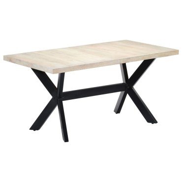 vidaXL Τραπεζαρία Λευκή 160x80x75cm από Μασίφ Ξύλο Μάνγκο 1 τεμ.