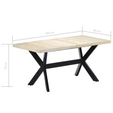 vidaXL Τραπεζαρία Λευκή 160x80x75cm από Μασίφ Ξύλο Μάνγκο 1 τεμ.