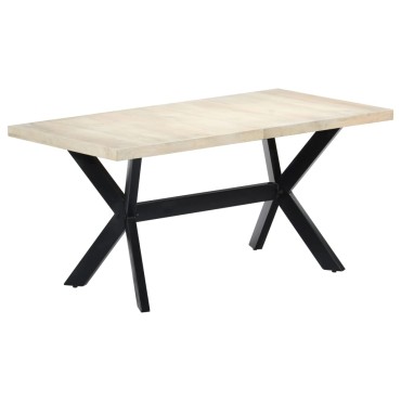 vidaXL Τραπεζαρία Λευκή 160x80x75cm από Μασίφ Ξύλο Μάνγκο 1 τεμ.