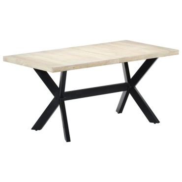 vidaXL Τραπεζαρία Λευκή 160x80x75cm από Μασίφ Ξύλο Μάνγκο 1 τεμ.