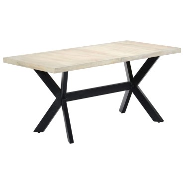 vidaXL Τραπεζαρία Λευκή 160x80x75cm από Μασίφ Ξύλο Μάνγκο 1 τεμ.