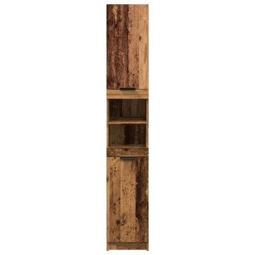 vidaXL Ντουλάπι μπάνιου Παλιό ξύλο 32x34x188,5cm Κατασκευασμένο ξύλο 1 τεμ.