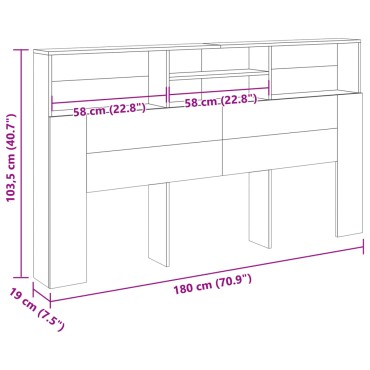 vidaXL Κεφαλάρι Ντουλάπι από Τεχνητό Δρυς 180x19x103,5cm από Τεχνητό Ξύλο 1 τεμ.