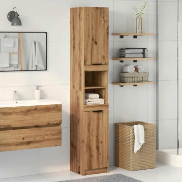 vidaXL Ντουλάπι μπάνιου Artisan Oak 32x34x188,5cm Κατασκευασμένο ξύλο 1 τεμ.
