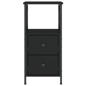 vidaXL Κομοδίνα 2 τεμ. Μαύρα 34x35,5x70cm από Επεξεργασμένο Ξύλο